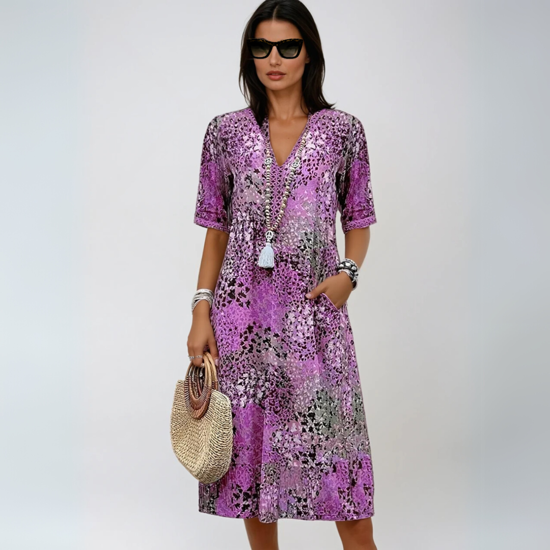 Kvinne Midtlengde Kjole Boho-Chic Mønster 1