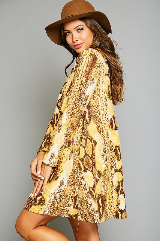 Kvinne Mini Kjole Dyr Trykk med Lommer 3