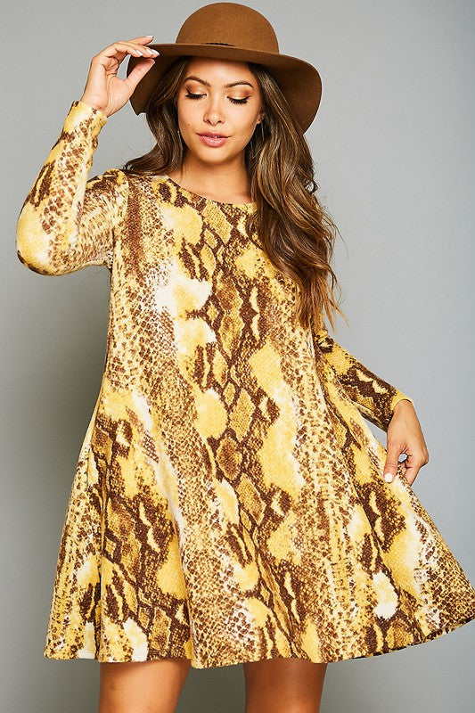 Kvinne Mini Kjole Dyr Trykk med Lommer 4