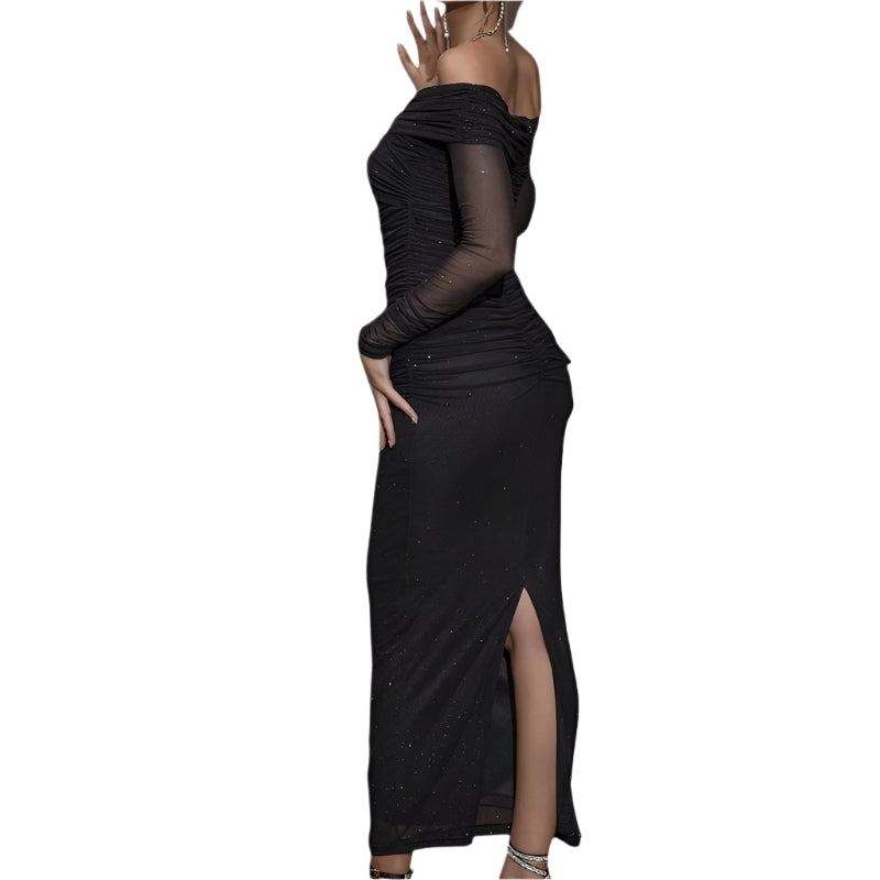 Kvinne Off-Shoulder Kjole Langermet Polyester 0