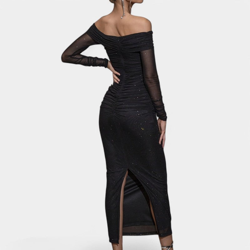 Kvinne Off-Shoulder Kjole Langermet Polyester 2