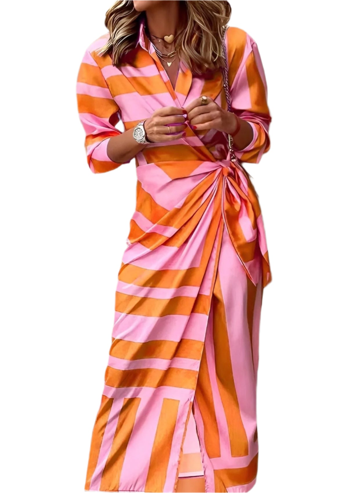 Kvinne Omslagskjole Mønstret Mykt Stoff 0