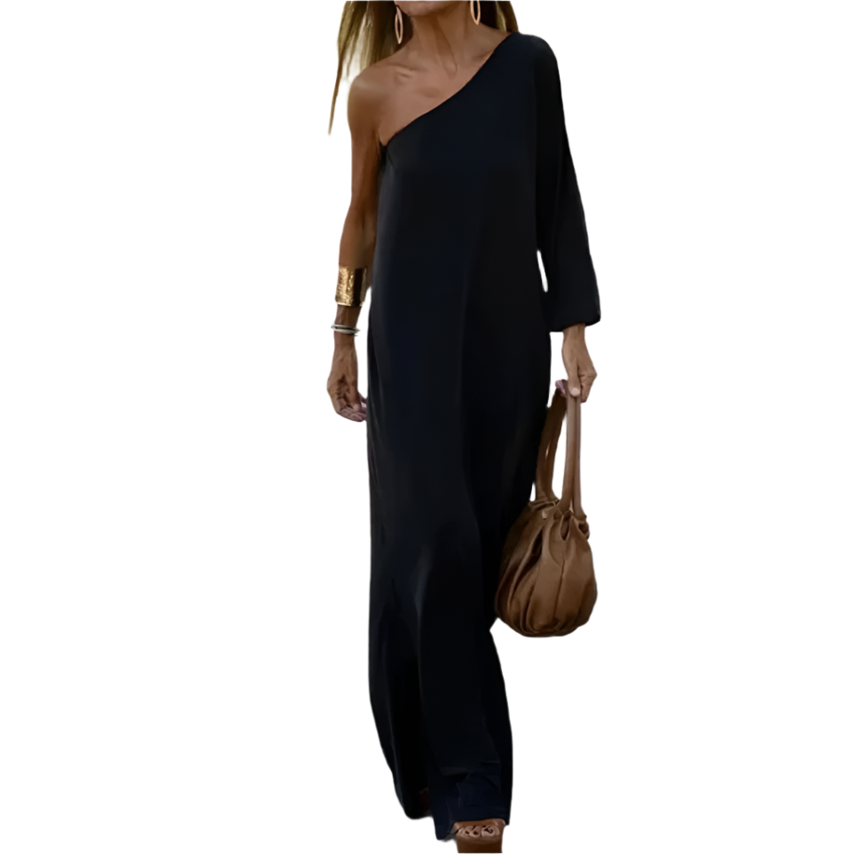 Kvinne One-Shoulder Kjole Asymmetrisk Bomull 0