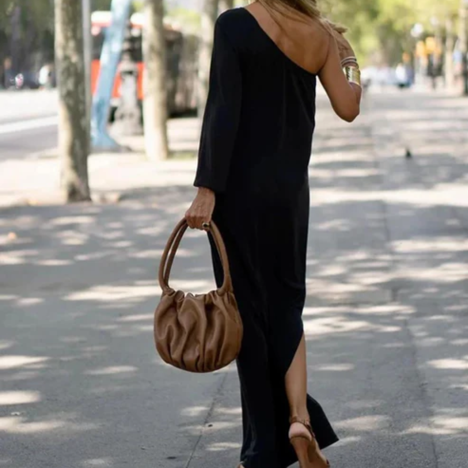 Kvinne One-Shoulder Kjole Asymmetrisk Bomull 1