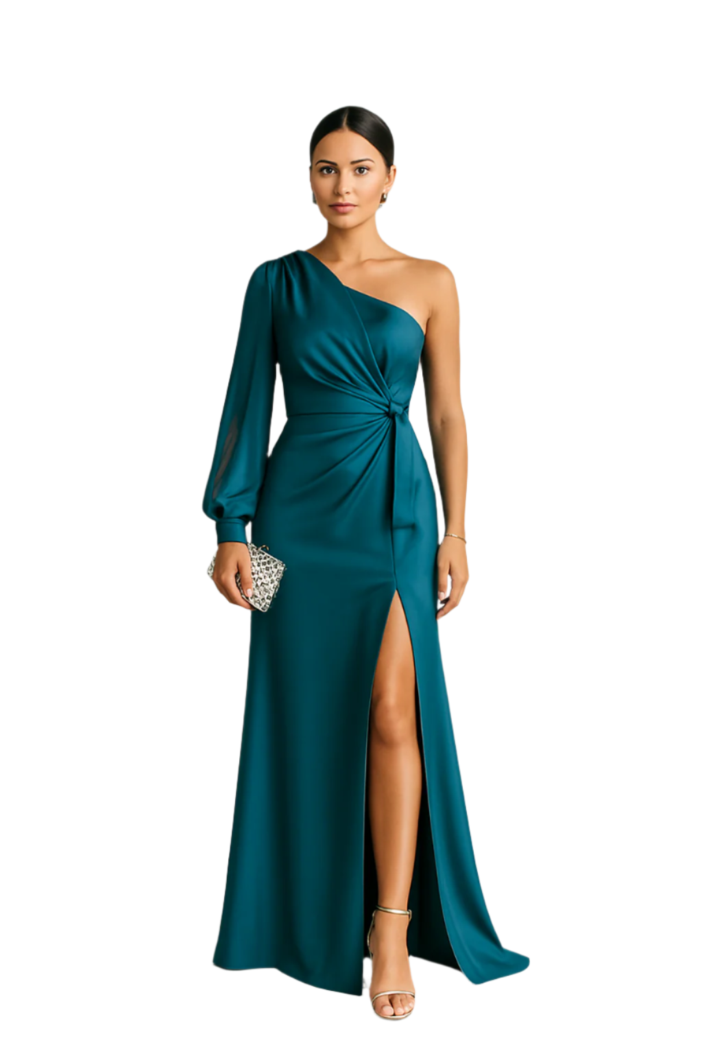 Kvinne One-Shoulder Kjole Drapert Silkeaktig 0