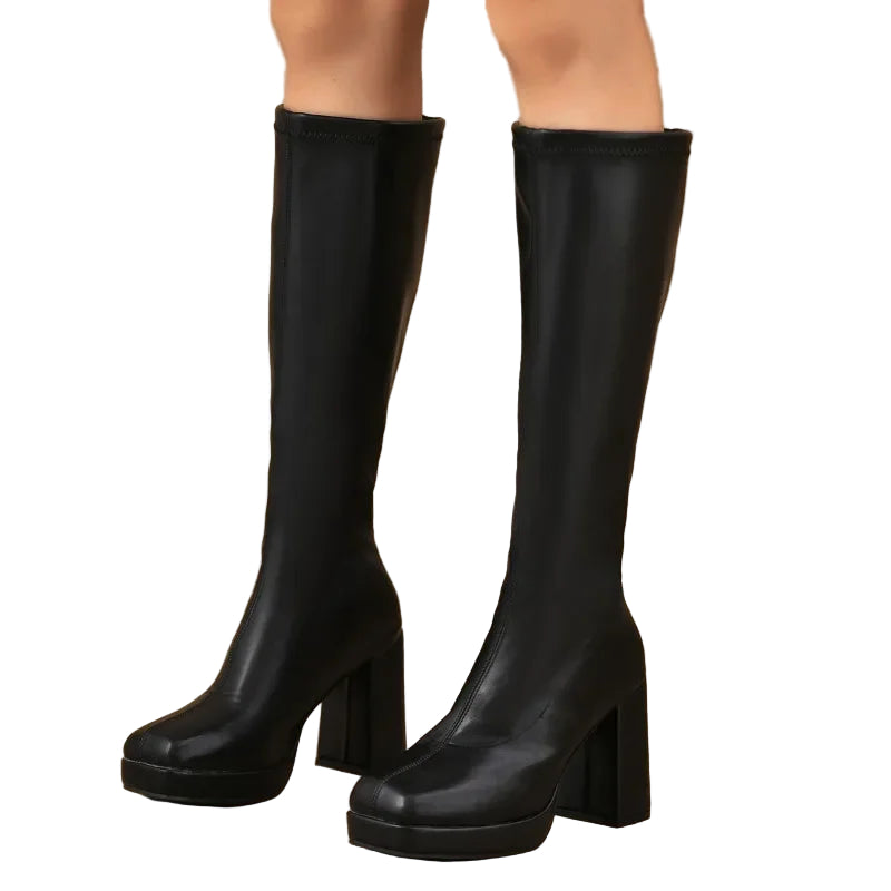 Kvinne Over-the-Knee Støvler med Chunky Hæl 0