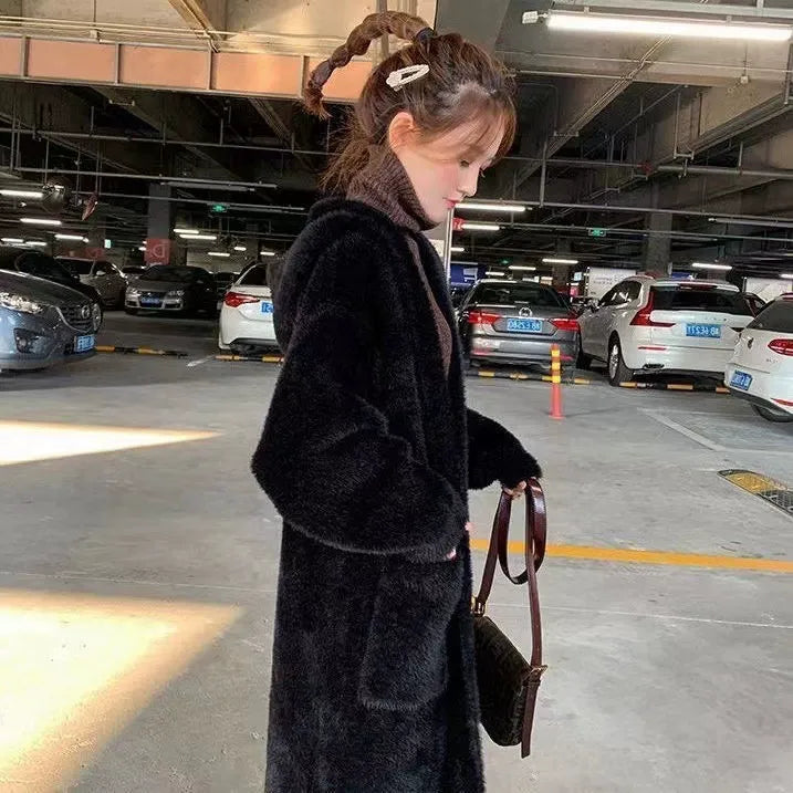 Kvinne Oversized Cardigan med Hette i Myk Fleece 0