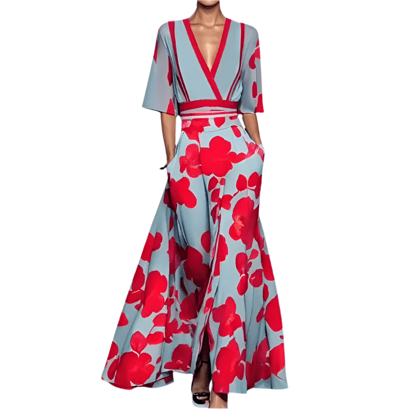 Kvinne Robe Blomsterdesign Elegant Polyester 0