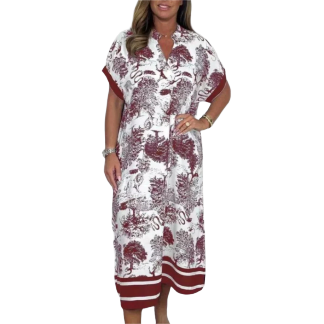 Kvinne Robe Med Naturinspirert Trykk 0