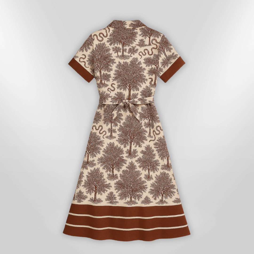 Kvinne Robe Med Naturinspirert Trykk 4