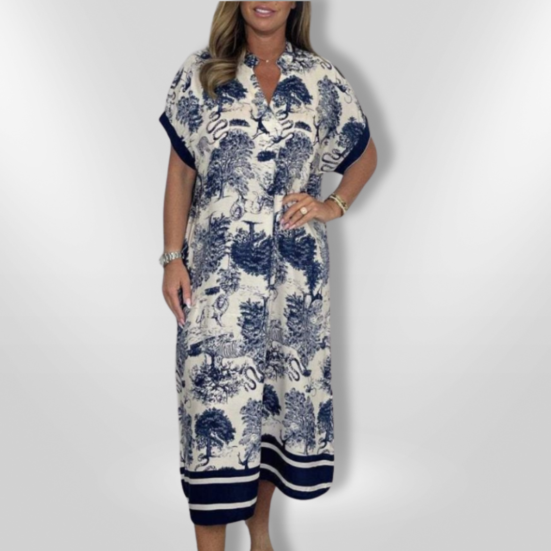 Kvinne Robe Med Naturinspirert Trykk 7