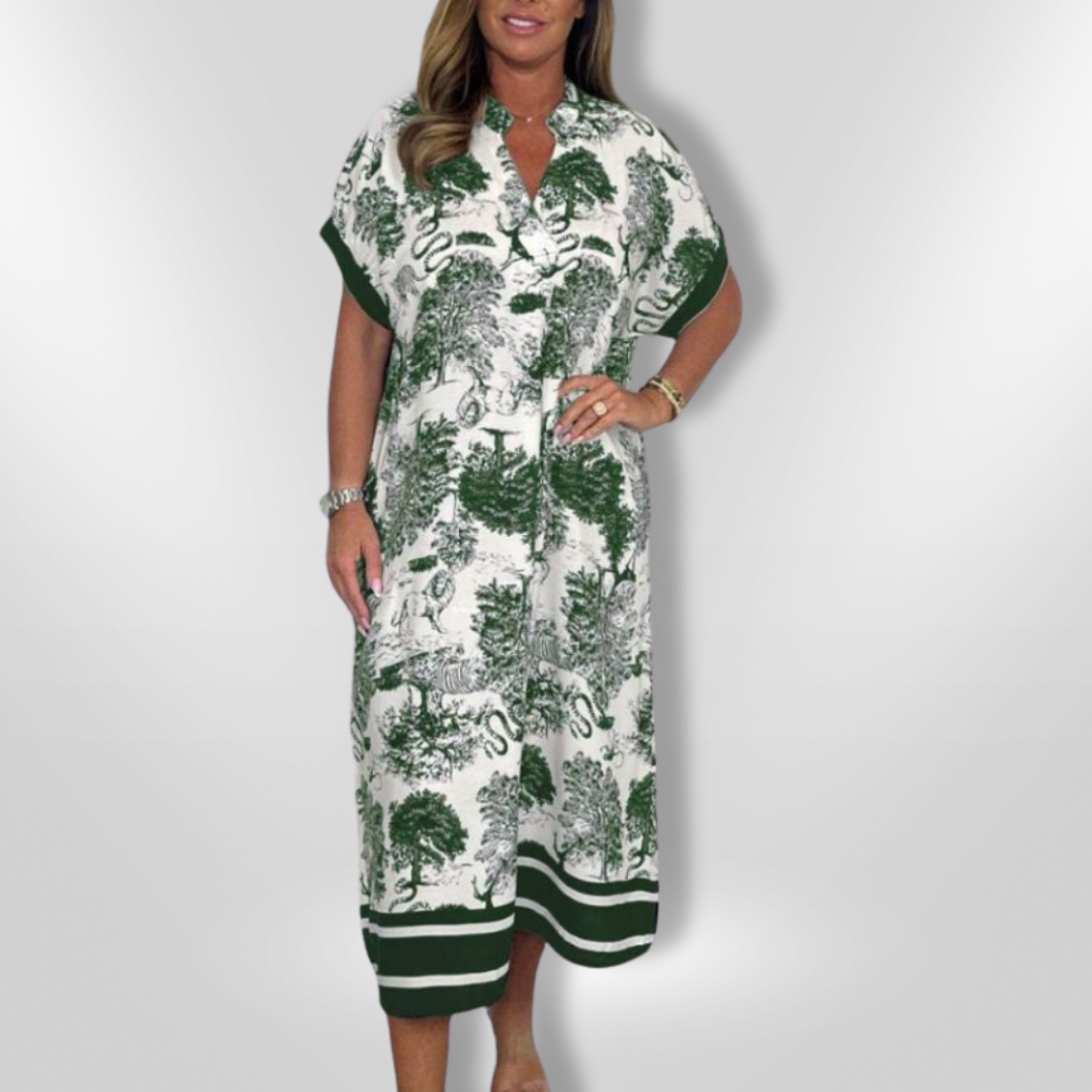 Kvinne Robe Med Naturinspirert Trykk 8