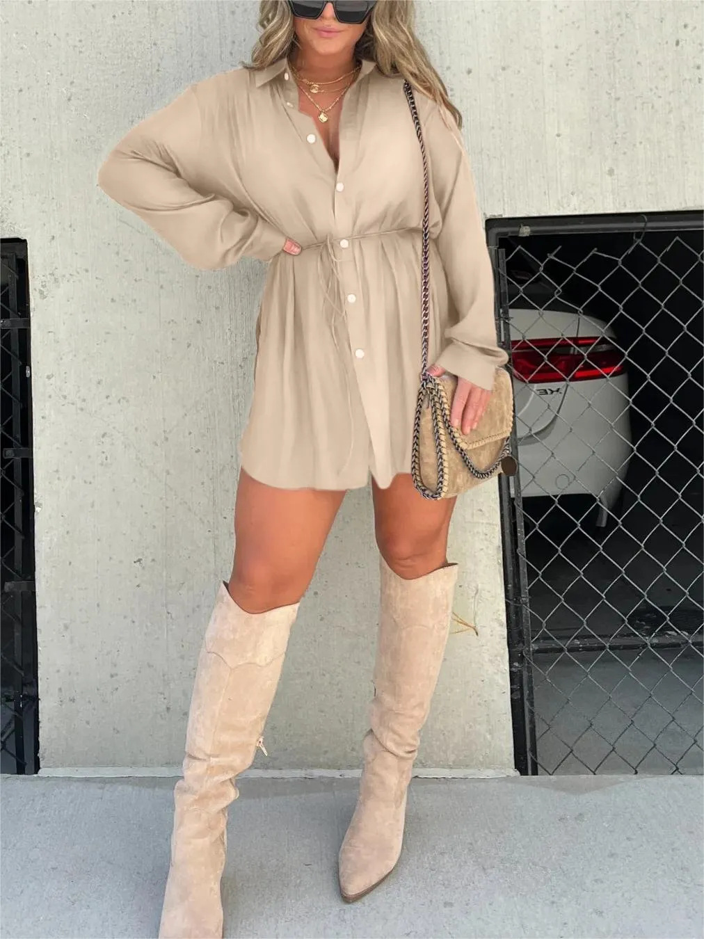 Kvinne Romper Kjole Trendy Sateng 10