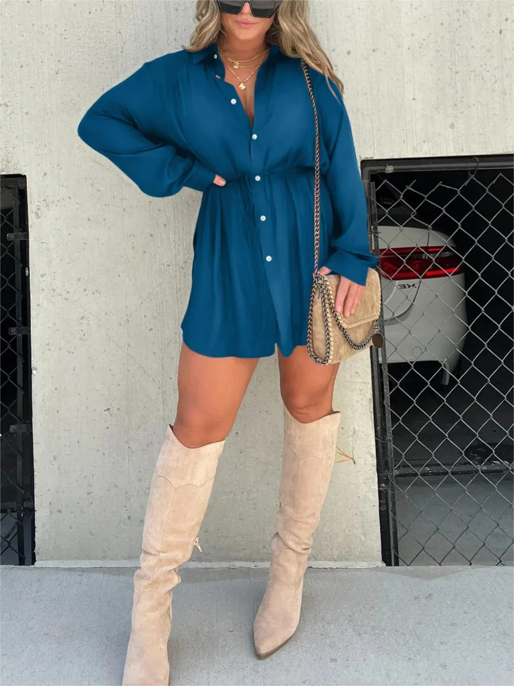Kvinne Romper Kjole Trendy Sateng 11
