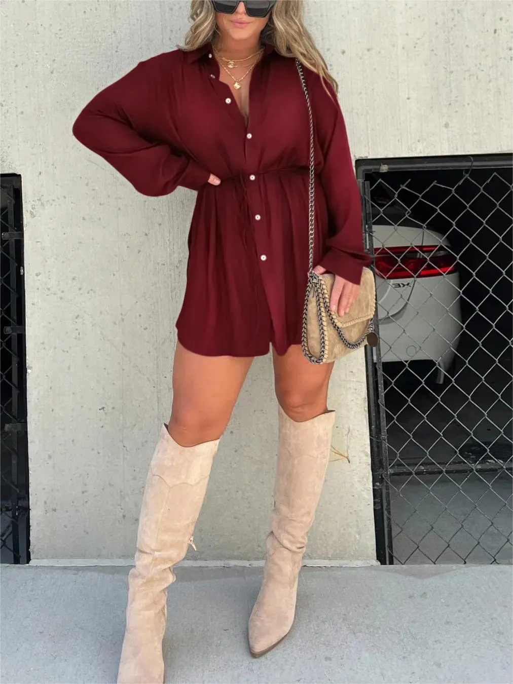 Kvinne Romper Kjole Trendy Sateng 12