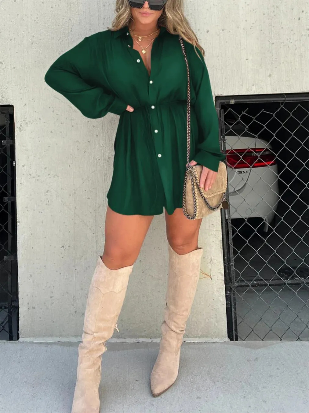 Kvinne Romper Kjole Trendy Sateng 9