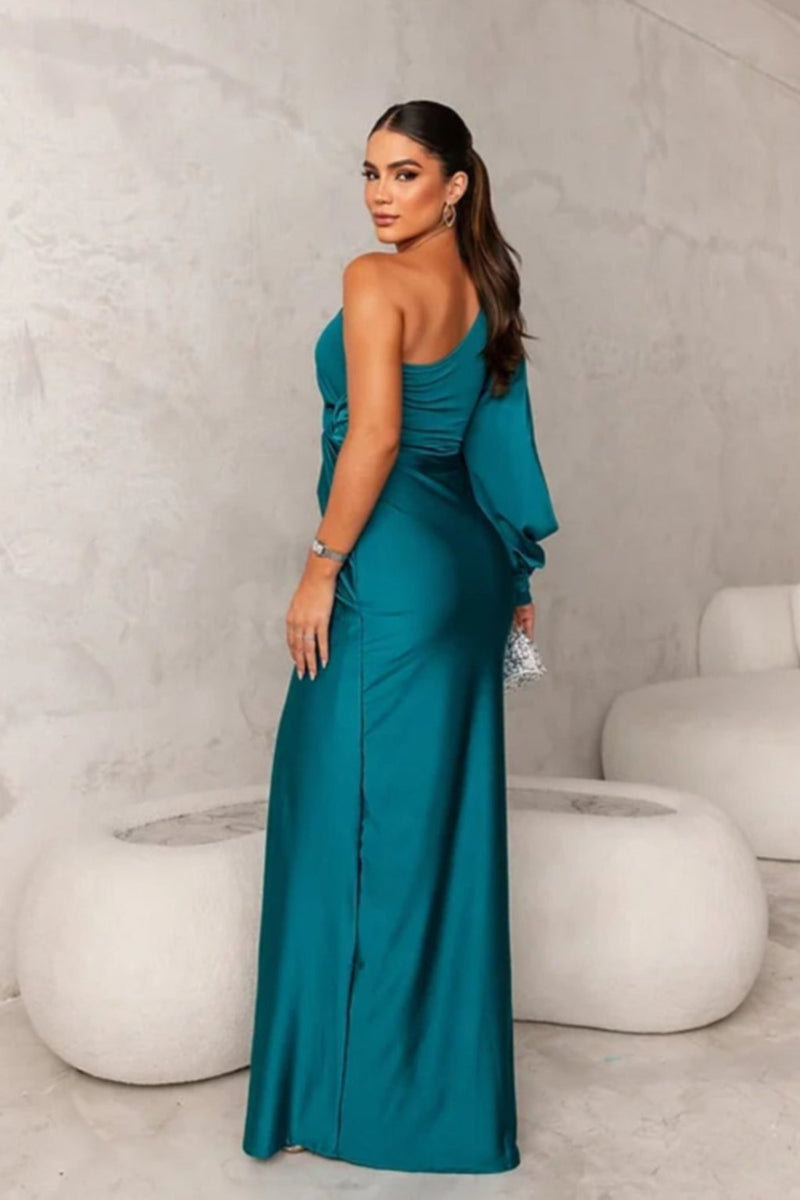 Kvinne Satin En-sleeve Kjole 2