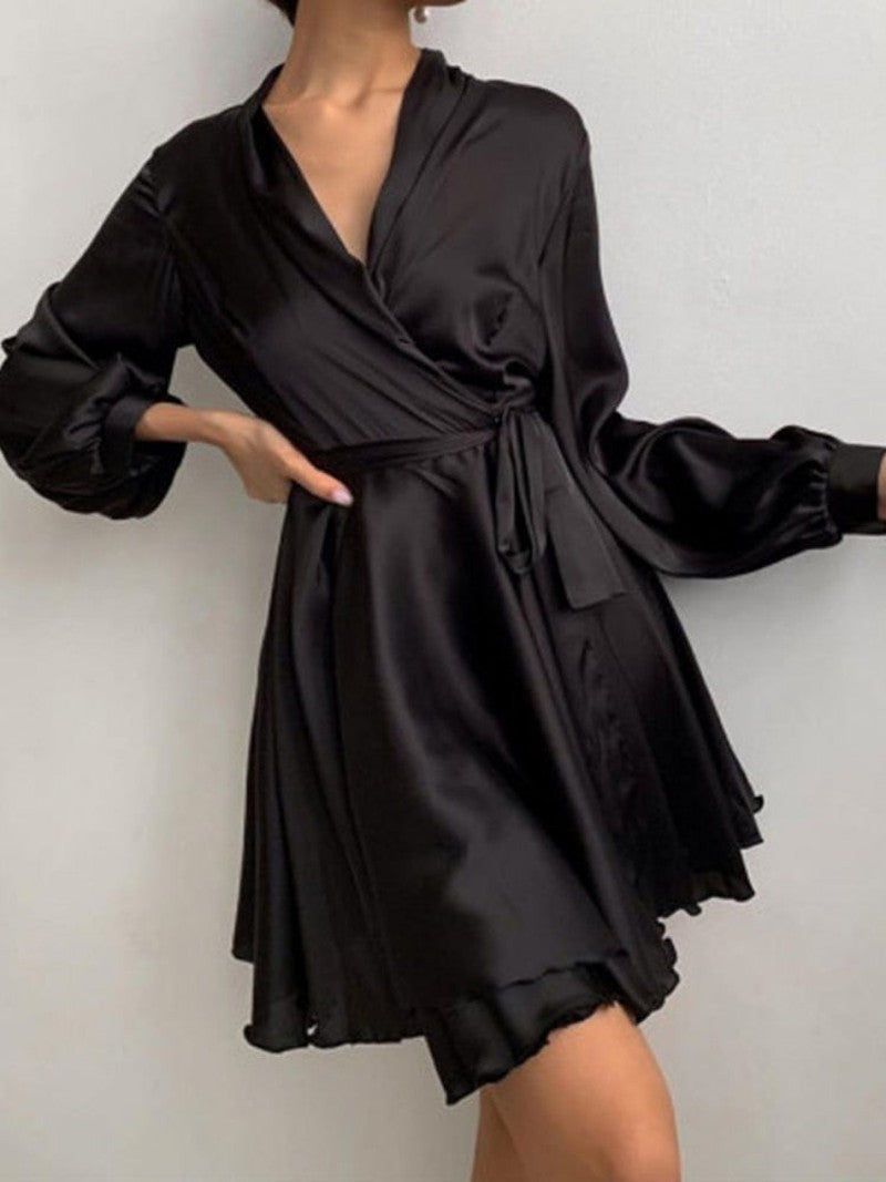 Kvinne Satin Maxi Kjole Elegant Design 3