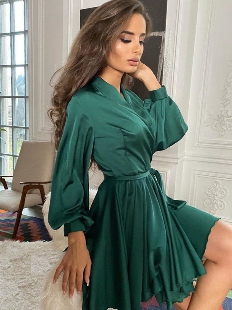 Kvinne Satin Maxi Kjole Elegant Design 6
