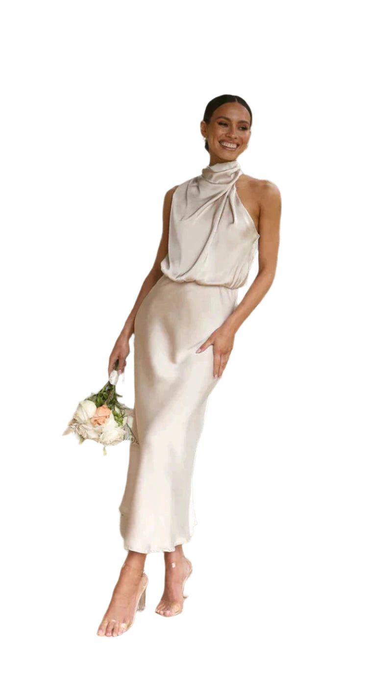 Kvinne Satin Maxi Kjole Enkel Stil 0