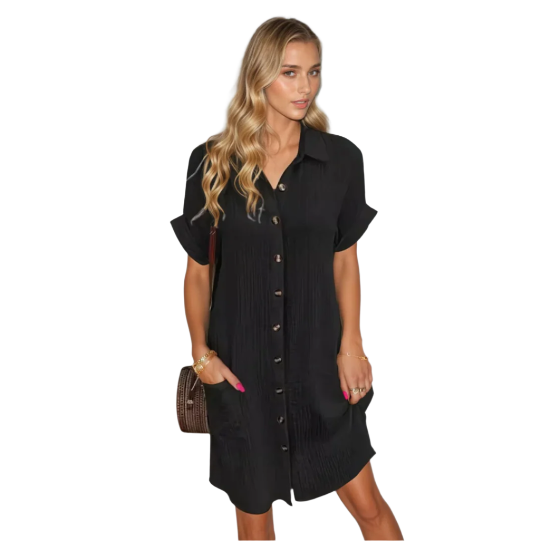 Kvinne Short Sleeve Dress Elegant Komfortabel 0