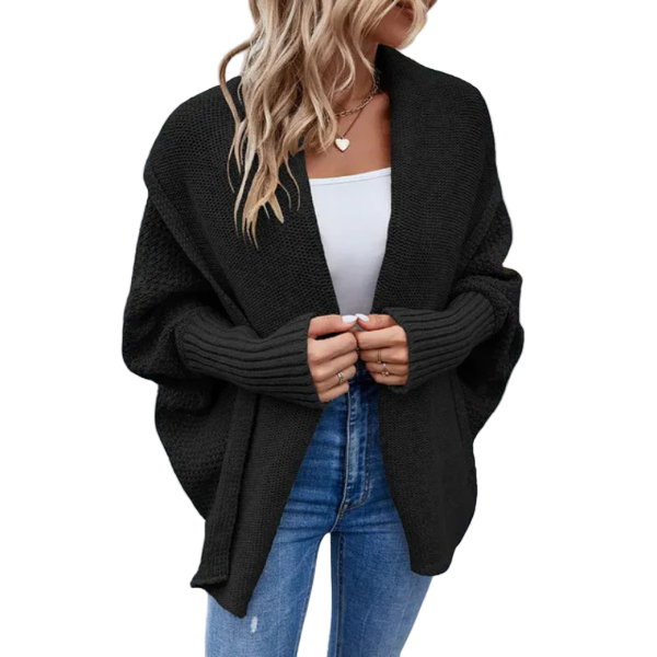 Kvinne Strikket Cardigan – Oversized Passform – Åpen Front 0
