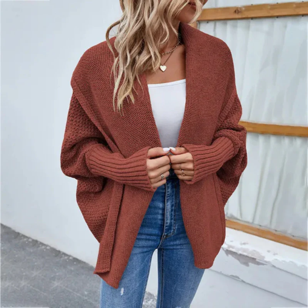 Kvinne Strikket Cardigan – Oversized Passform – Åpen Front 1