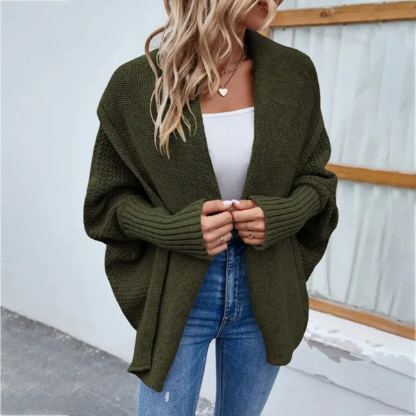 Kvinne Strikket Cardigan – Oversized Passform – Åpen Front 2