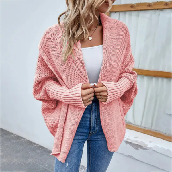 Kvinne Strikket Cardigan – Oversized Passform – Åpen Front 4