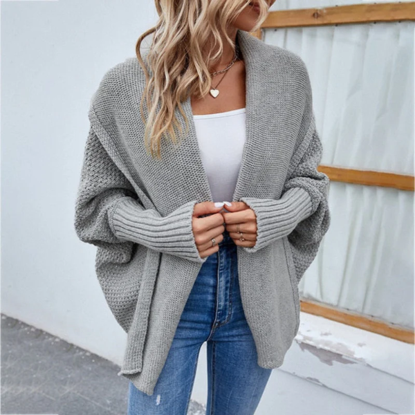 Kvinne Strikket Cardigan – Oversized Passform – Åpen Front 6