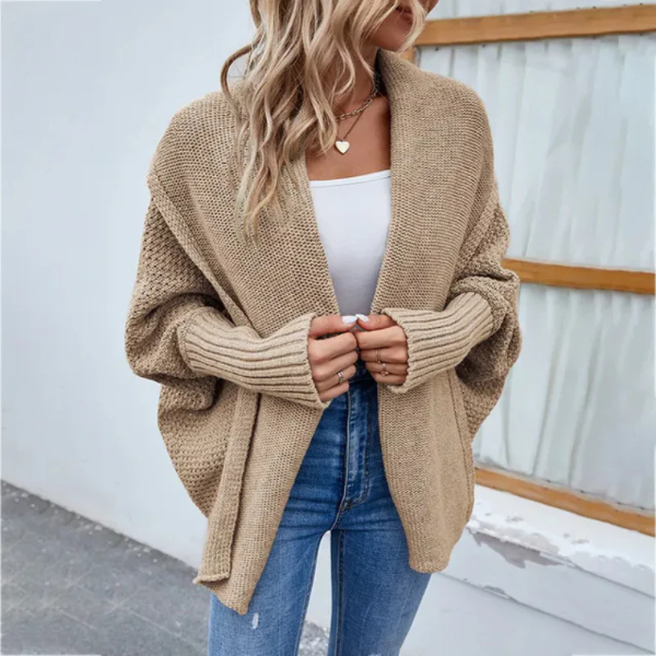 Kvinne Strikket Cardigan – Oversized Passform – Åpen Front 7