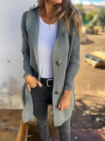 Kvinne Strikket Cardigan med Klassisk Stil 4