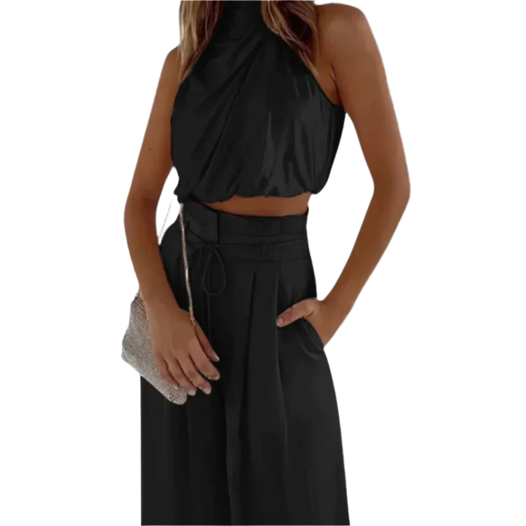 Kvinne To-delt Sett Drapert Polyester Elegant Stilig 0