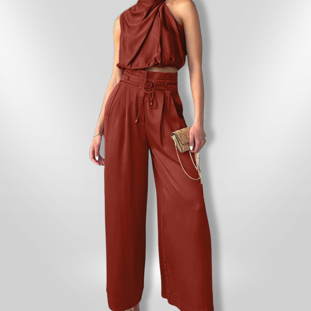 Kvinne To-delt Sett Drapert Polyester Elegant Stilig 4