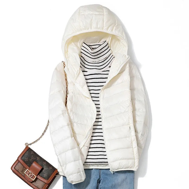 Kvinne Ultralett Kort Pufferjakke 6