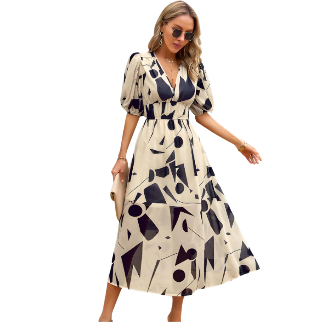 Kvinne V-Hals Kjole Elegant Design 0