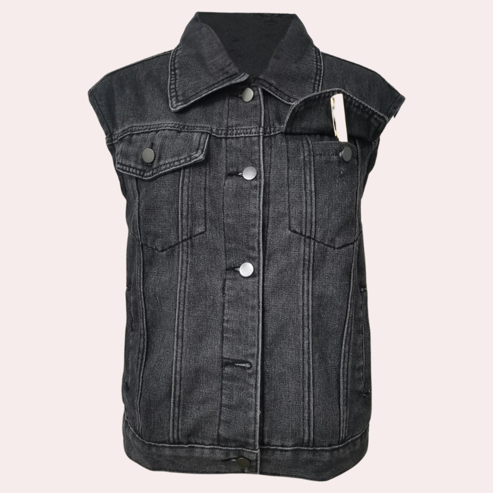Kvinne Vest i Vasket Denim 3