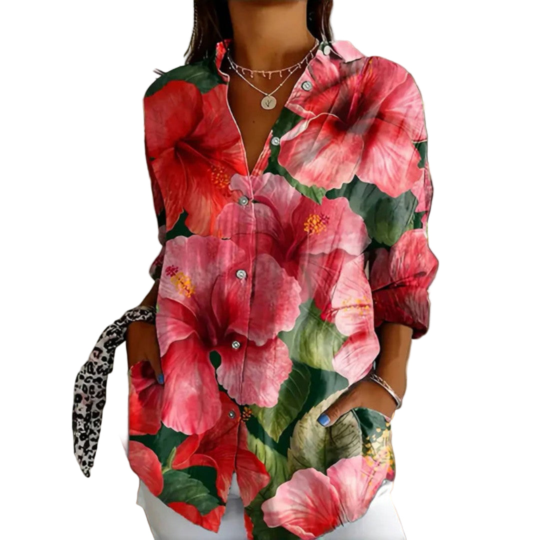 Kvinne Vintage Bluse i Fargerik Design 0