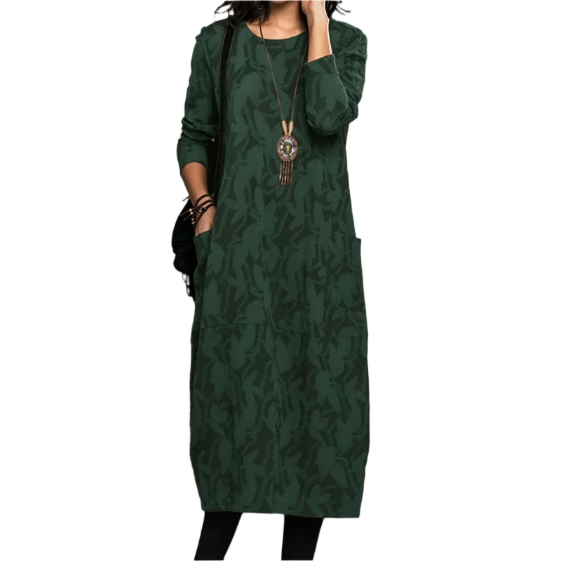 Kvinne Vintage Kjole Grønn Komfortabel Stil 0