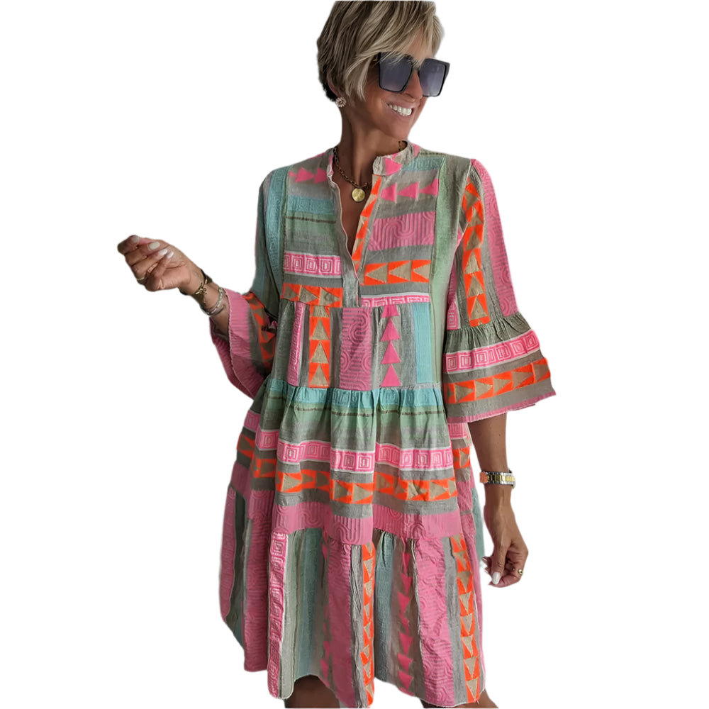 Kvinne Vintage Kjole Klassisk Stil Polyester Viskose Rayon 0