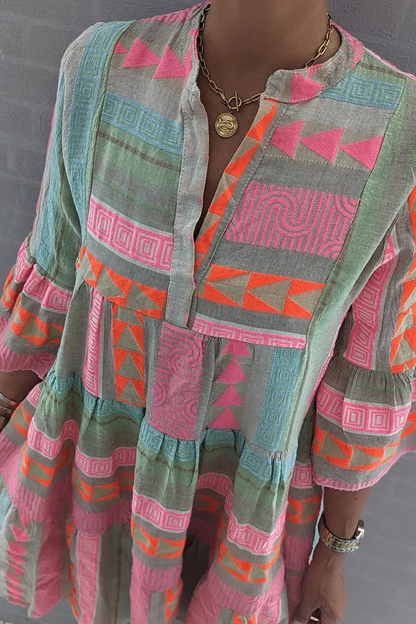 Kvinne Vintage Kjole Klassisk Stil Polyester Viskose Rayon 3