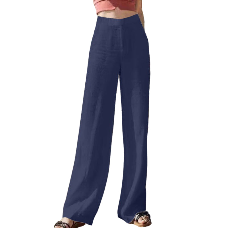 Kvinne Wide-Leg Bukser Høy Midje Lett Stoff 6