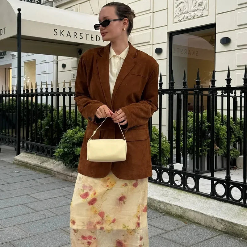 Kvinnelig Blazer Jakke Kuttet Passform Langermet 2