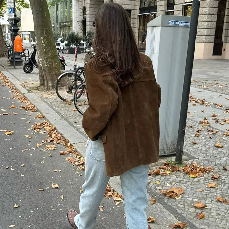 Kvinnelig Blazer Jakke Kuttet Passform Langermet 4