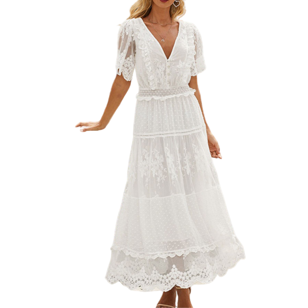 Kvinnenes Blondekjole i Klassisk Stil 0