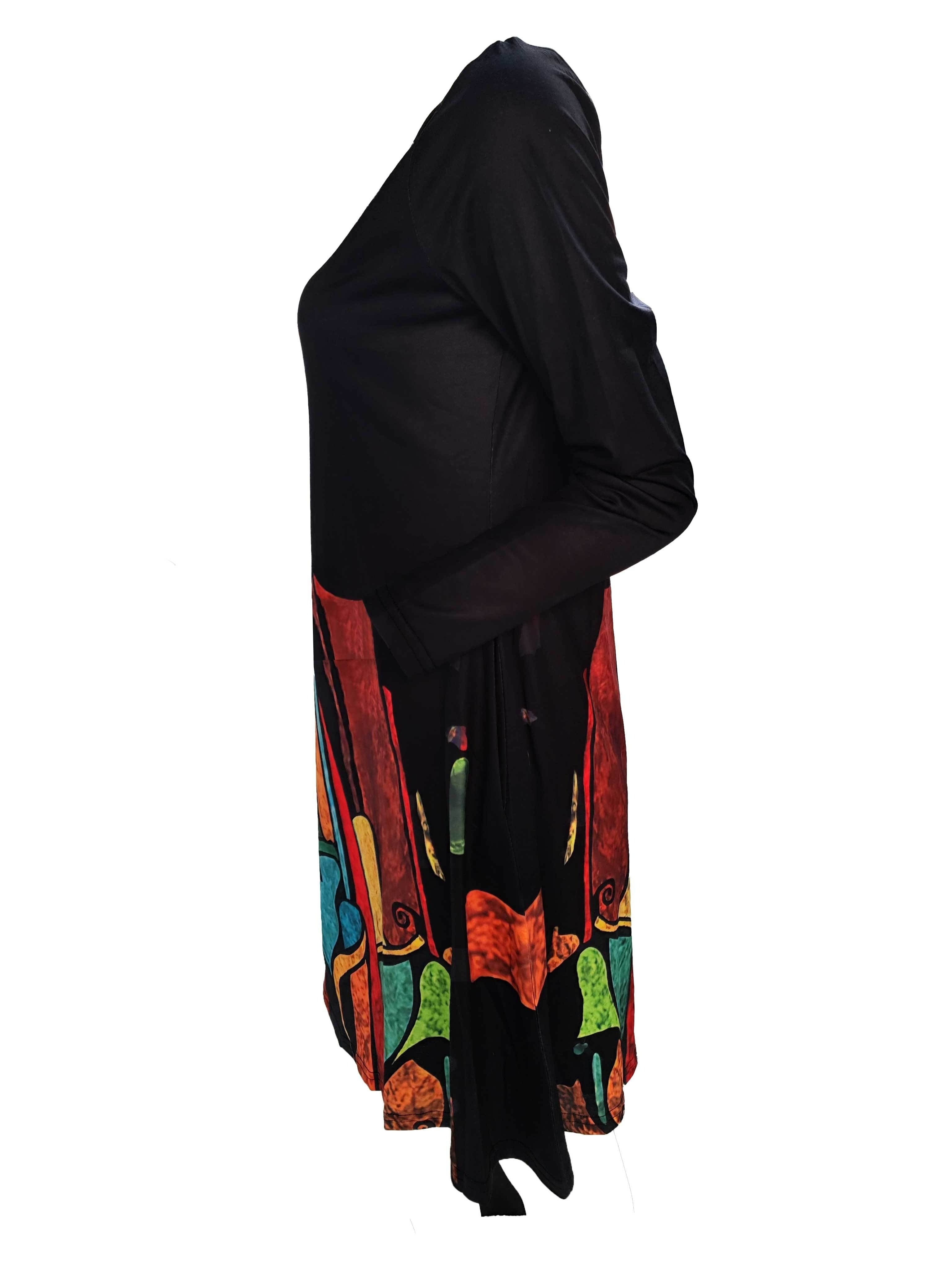 Kvinnenes Midi Kjole Kunstneriske Mønstre Mykt Stoff 2