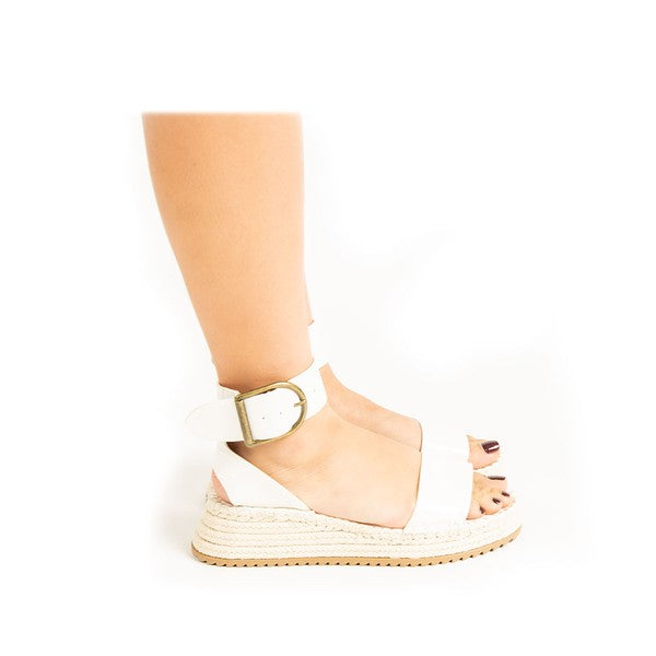 Kvinners Ankelstropp Wedge Sandal Hvit 1