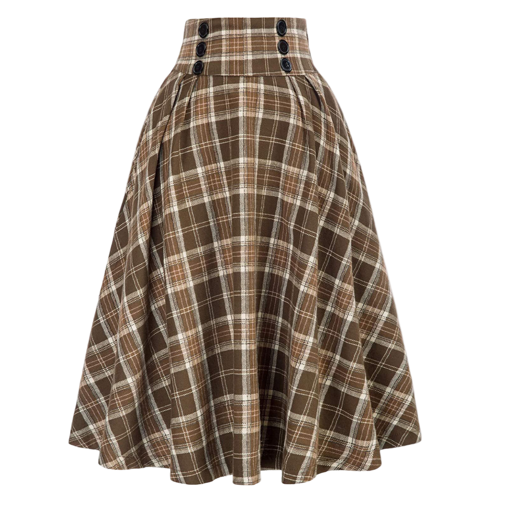 Kvinners Høy Midje A-linje Ternet Nederdel 0