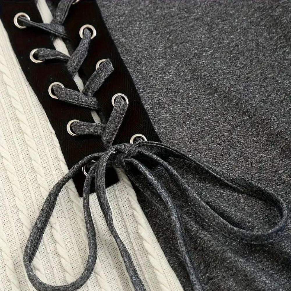 Kvinners Kjole med Snørebånd og Farveblokkering 2