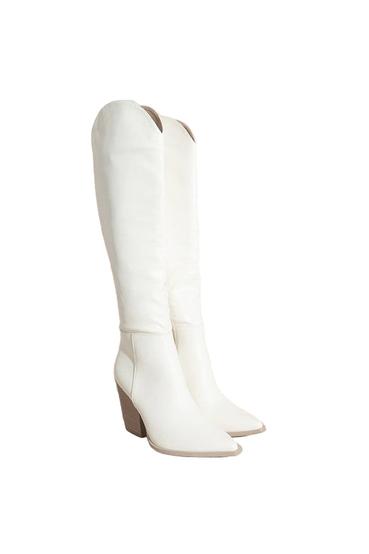 Kvinners Knehøye Cowboy Støvler i Hvit 0